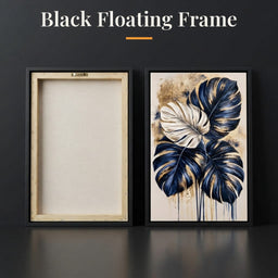 Gilded Foliage Under Midnight Skies - Black Floating Frame back and front