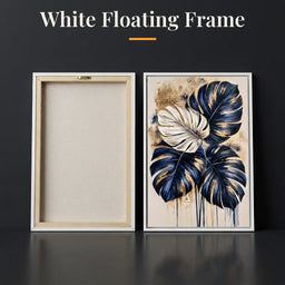 Gilded Foliage Under Midnight Skies - White Floating Frame back and front