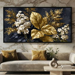 Gilded Foliage Upon Midnight Velvet - room mockup 5