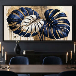 Gilded Monstera Leaves Dancing With Light - room mockup 4