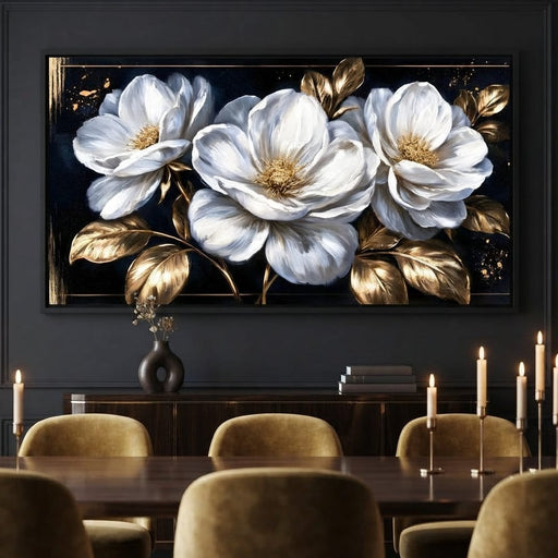 Gilded Petals On A Midnight Stage Canvas Print