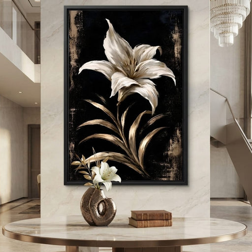 Gilded Petals Upon Nightfall Canvas Print