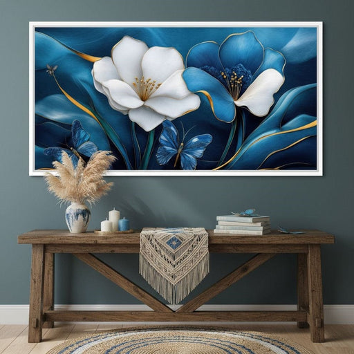 Blue Symphony of Flowers - TooplesArt Canvas Print