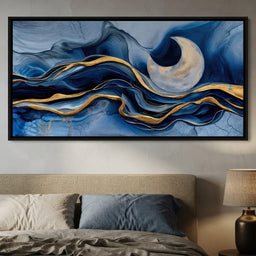 Gold Seam Crescent Tide - TooplesArt - bedroom mockup