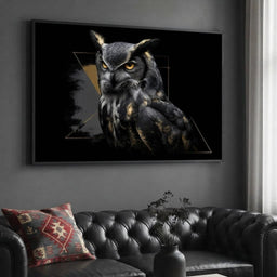 Golden Eyed Night Owl Portrait - living room mockup