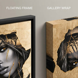 Golden Legacy of the Savannah Soul - floating frame vs gallery wrap detail