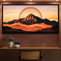Golden Peaks Before The Solstice Sun - dining room mockup