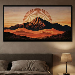Golden Peaks Before The Solstice Sun - bedroom mockup
