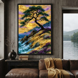 Golden Shoreline Beneath An Ancient Pine - room mockup 11