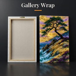 Golden Shoreline Beneath An Ancient Pine - Gallery Wrap back and front