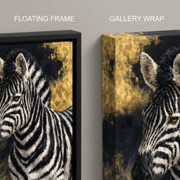 Golden Stripes of the Midnight Plains - floating frame vs gallery wrap detail