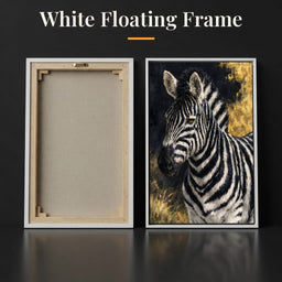 Golden Stripes of the Midnight Plains - White Floating Frame back and front