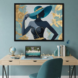Golden Teal Elegance Lady - room mockup 1