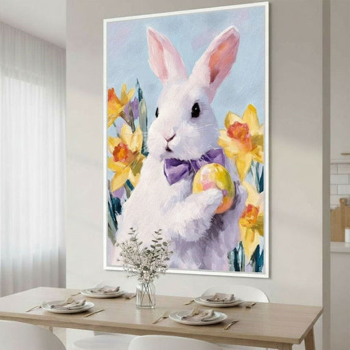 Pastel Easter Bunny With Egg Canvas Print