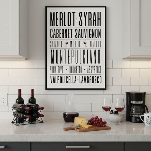 Wine Lover Varietal Typography Canvas Print