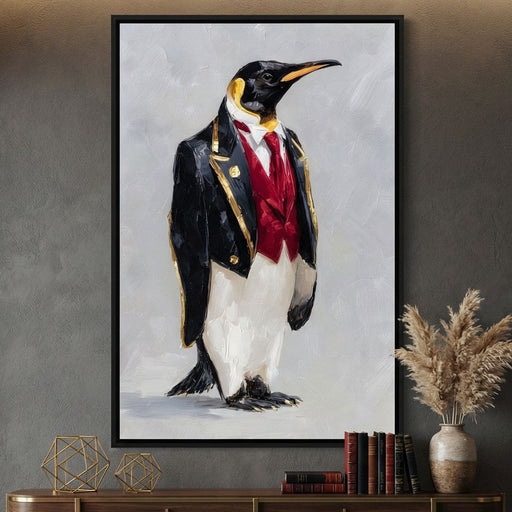 Regal Penguin Red Vesture Canvas Print