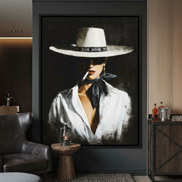 Noir Cowgirl Smoking Portrait