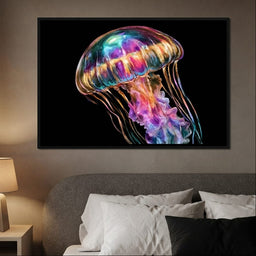 Iridescent Drift Through The Midnight Tide - bedroom mockup