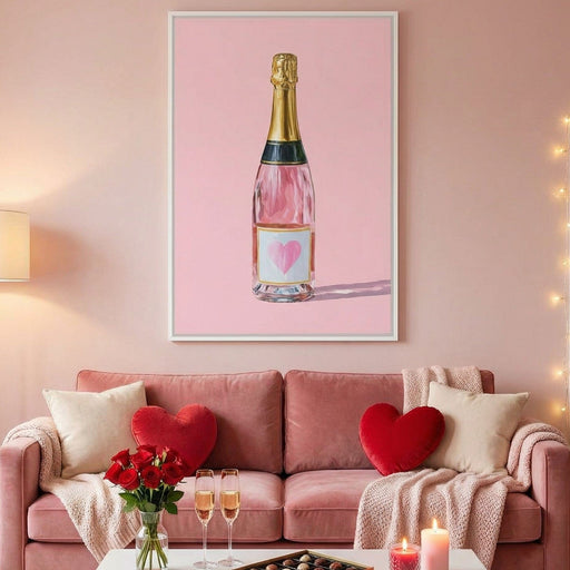 Blush Rose Champagne Heart Canvas Print