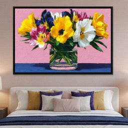 Spring Poppies Glass Vase Pink