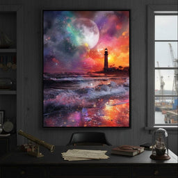 Celestial Lighthouse Tempest Waves