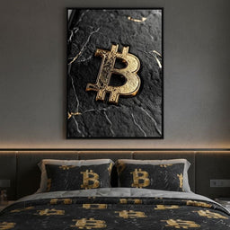 Golden Bitcoin Luxe Marble Icon