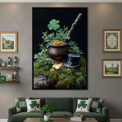 Lucky Clover Gold Pot Canvas Print