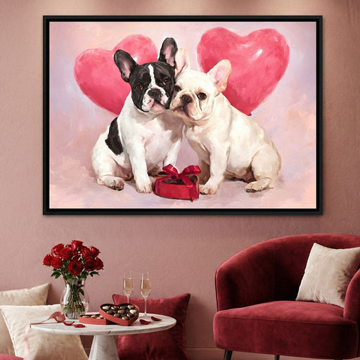 French Bulldog Love Duo Hearts Canvas Print