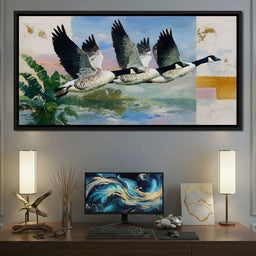Wild Geese Over Quiet Marsh