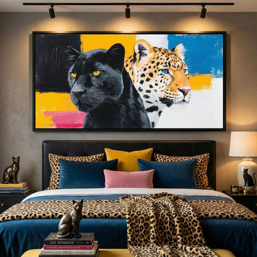 Dual Panther Leopard Portrait Canvas Print