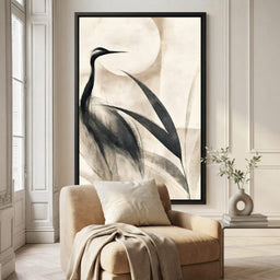 Lone Crane Watching The Pale Disc - room mockup 5