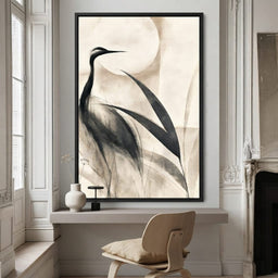 Lone Crane Watching The Pale Disc - room mockup 8