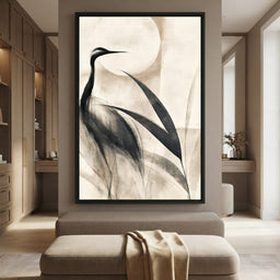 Lone Crane Watching The Pale Disc - room mockup 11