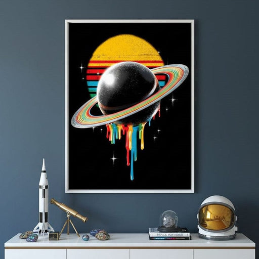 Retro Galactic Rainbow Saturn Canvas Print