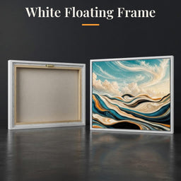 Marble Waves at Dawn - TooplesArt - White Floating Frame back and front
