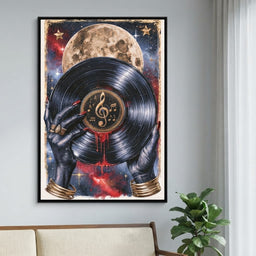Midnight Melodies Beneath The Lunar Glow - living room mockup