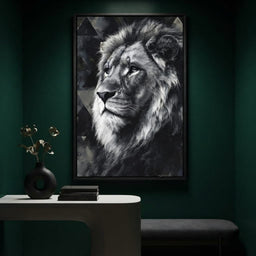 Monochrome Lion King Portrait - room mockup 2