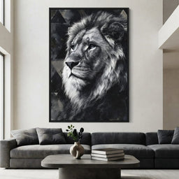 Monochrome Lion King Portrait - room mockup 5