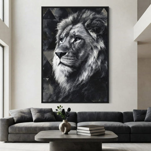Monochrome Lion King Portrait Canvas Print