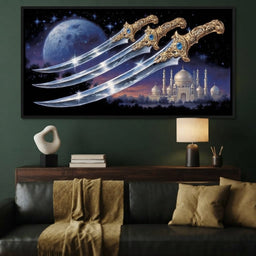 Moonlit Blades Over Golden Palace - room mockup 3