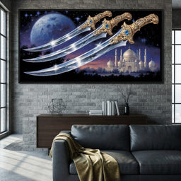 Moonlit Blades Over Golden Palace - room mockup 6