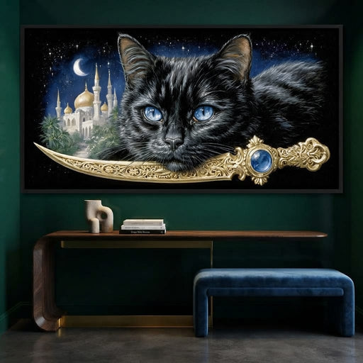 Moonlit Panther Of Golden Minarets Canvas Print