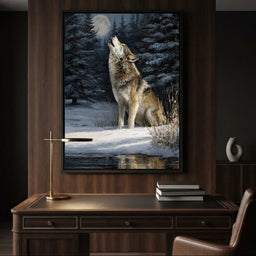 Moonlit Wolf Winter Howl Night - room mockup 2