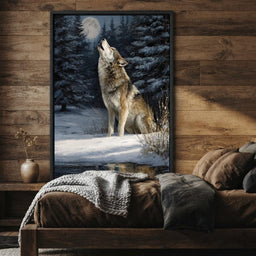 Moonlit Wolf Winter Howl Night - room mockup 4