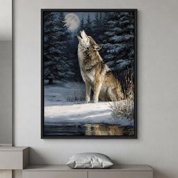 Moonlit Wolf Winter Howl Night - room mockup 7