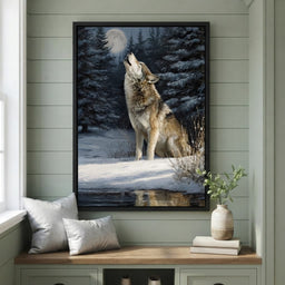 Moonlit Wolf Winter Howl Night - room mockup 12