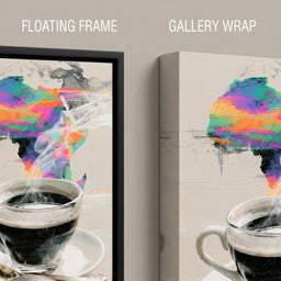 Morning Brew Across the Continent - floating frame vs gallery wrap detail