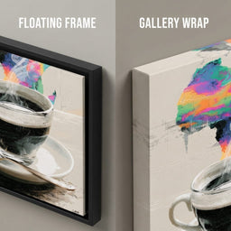 Morning Brew Across the Continent - floating frame vs gallery wrap detail