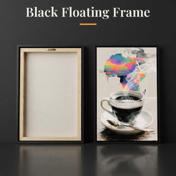 Morning Brew Across the Continent - Black Floating Frame back and front