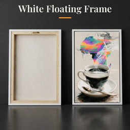 Morning Brew Across the Continent - White Floating Frame back and front